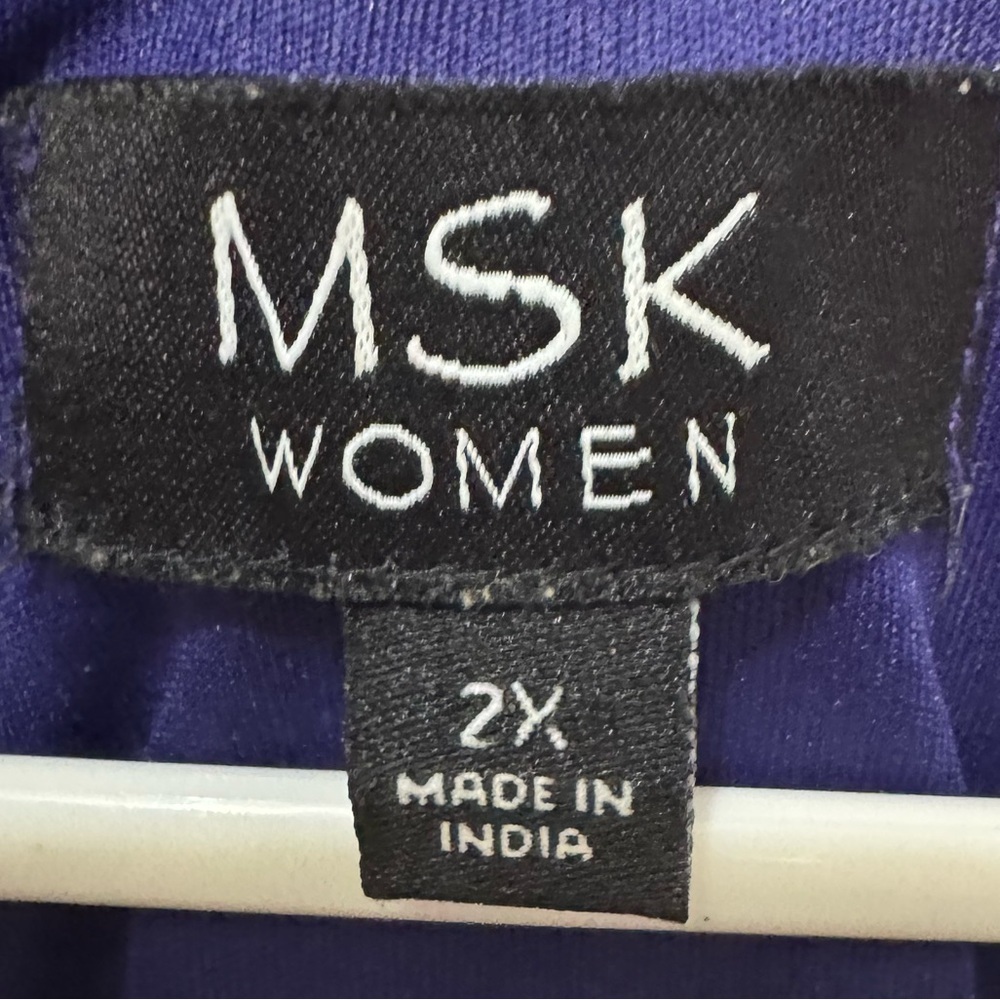 MSK Sleeveless Tie Neck Tiered Maxi Dress Purple Floral Size 2X - Picture 4 of 5